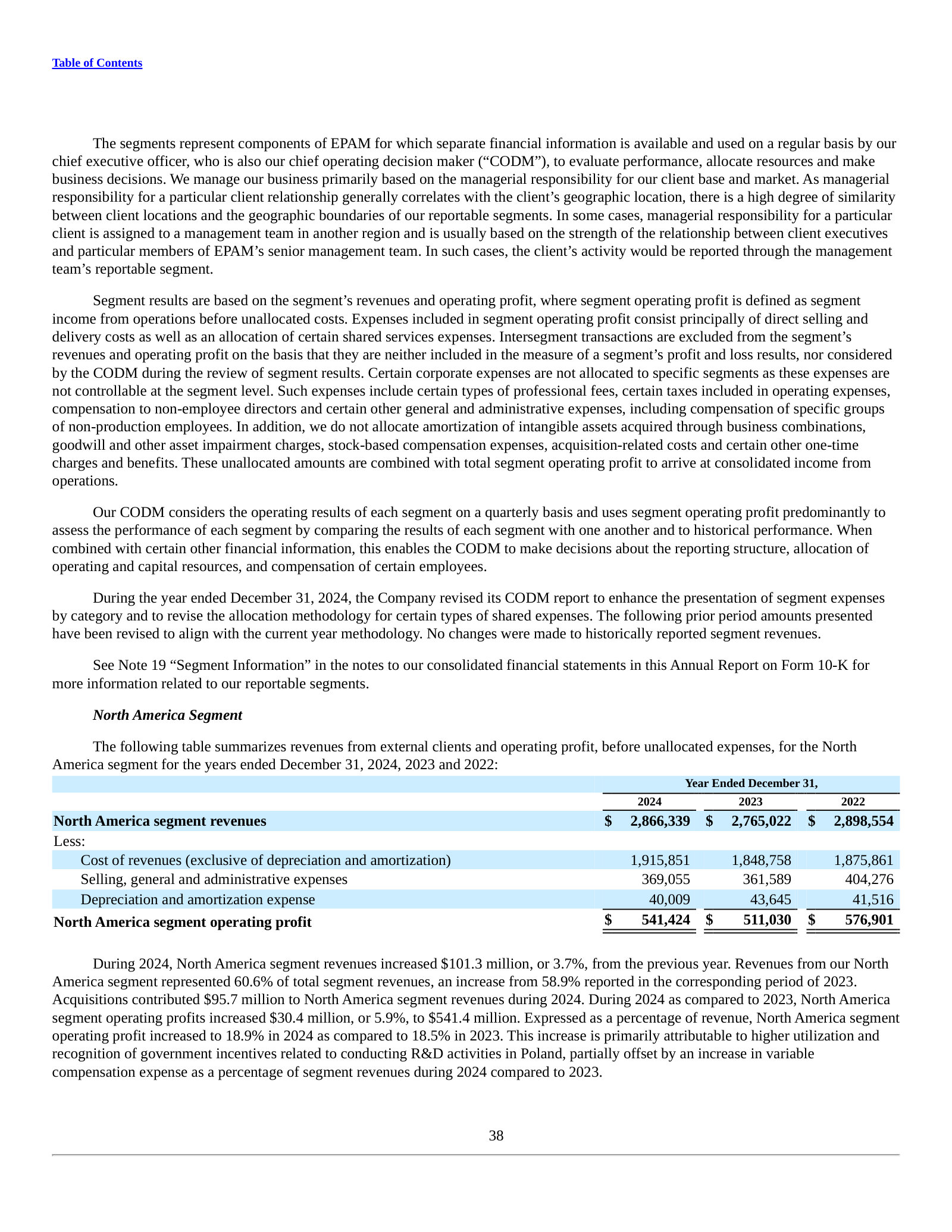 The segment reported as 'North America' in FY2024, later renamed Americas to reflect Latin America growth.