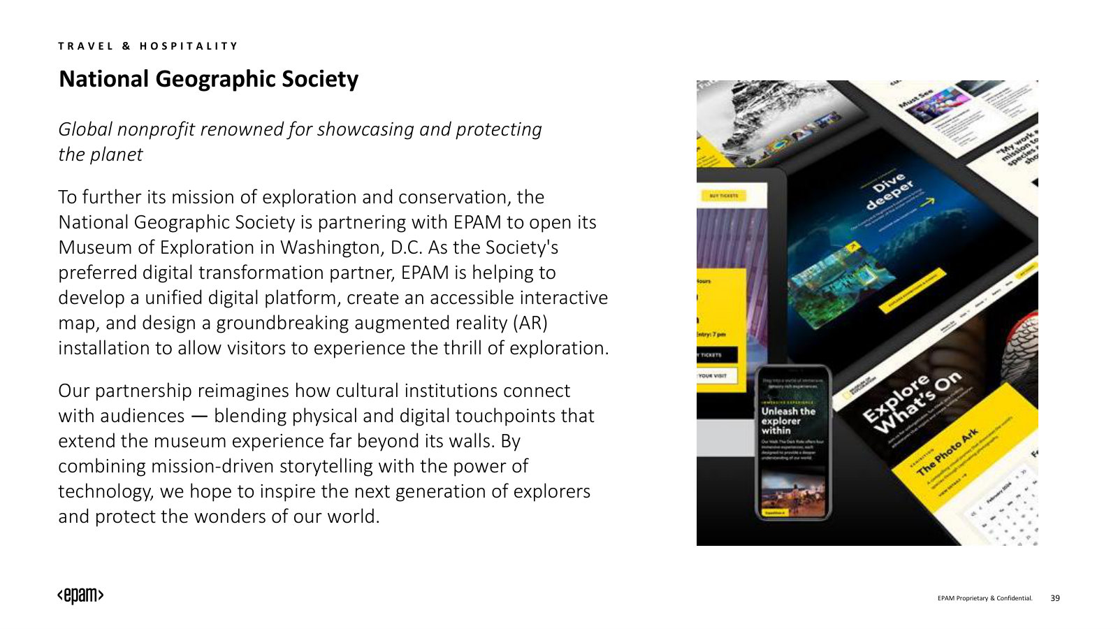 Client case — National Geographic Society: a unified digital platform and AR museum experience for the exploration nonprofit.